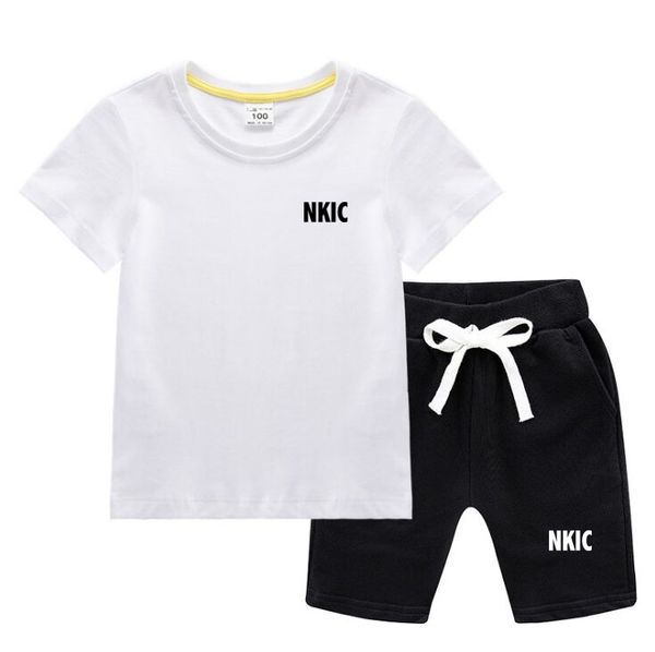 

Summer Designer Brand LOGO Cotton White Black Sets Short Sleeves Clothes Suits Tops Pants Baby Toddler Boy Clothing Kids Children Girl Outfits, Red 1