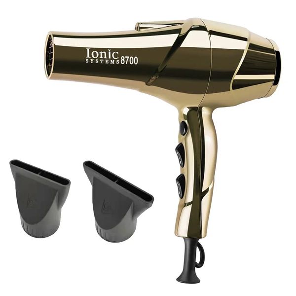 

2200W Professional Hair Dryer Gold-plated Blowdryer for Salon High Speeds Strong Winds Powerful Wind 6 Gears Low Noise Blower 240626
