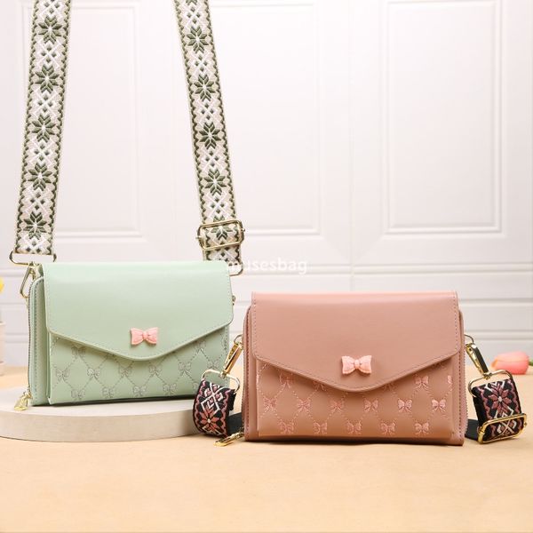 

Elegant Women's High end Bow Ribbon Mobile Phone Bag Trendy Korean Fashion Practical Multi functional Small Square Bag Versatile One Shoulder Crossbody Bag, Blue