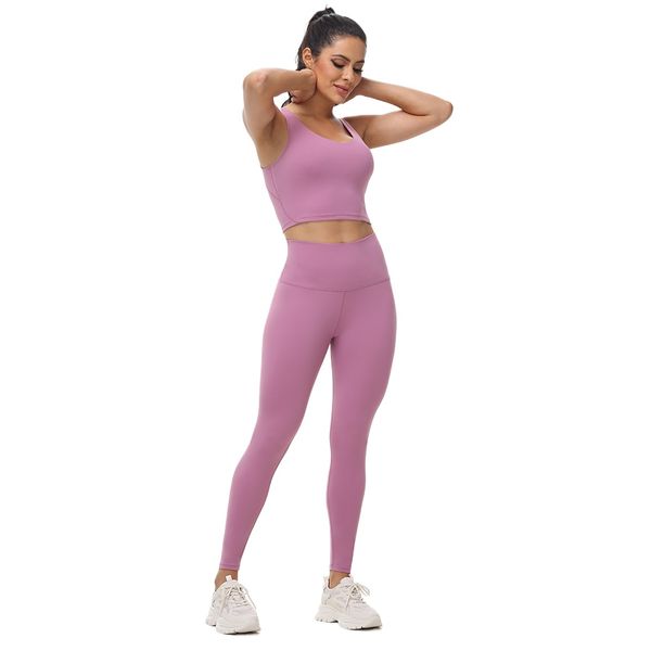 Naked Feel Yoga Set Women two Pieces Fitness Sportswear U Back Sports Bra High Waist Gym Leggings Workout Outfit Active Sports Suits