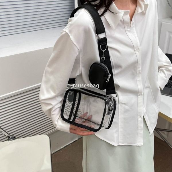 

Fashion Women Designer New PVC Knitted Colorful Shoulder Strap Diagonal Strap Bag Small Zero Wallet Korean Multi functional Small Square Bag Single Shoulder Bag, Black