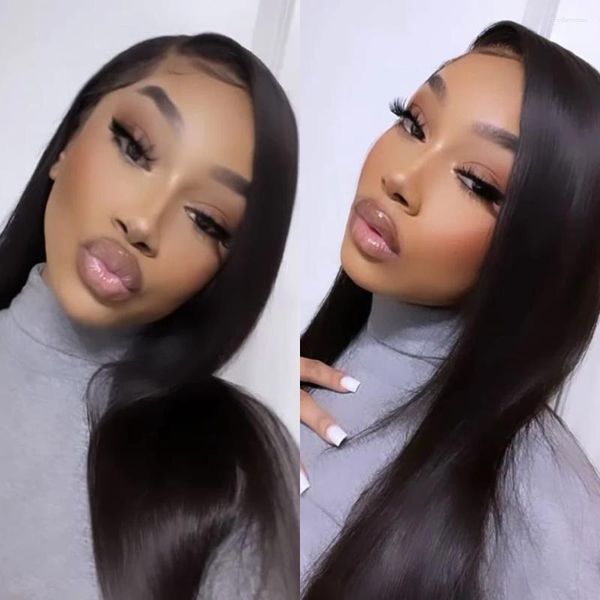 

Human Front Lace Hair Wigs 130% Hairline Wig Transparent 13X6 Frontal Full Glueless line al, Natural color