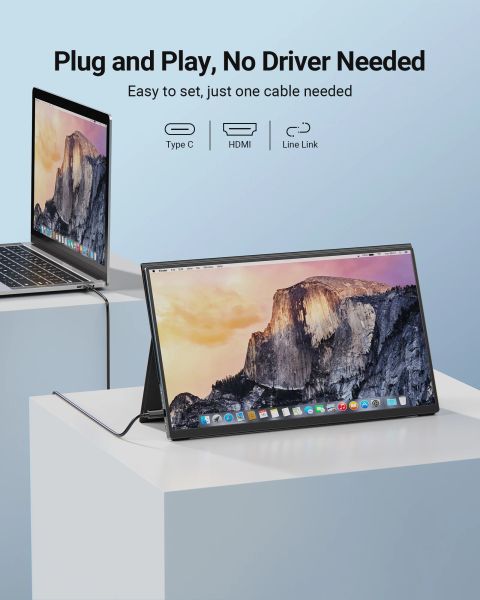 15.6 Inch Portable Monitor With Touch Screen Slim FHD IPS HDR LCD USB-C Type C Travel Monitor for Laptop Phone xbox Switch PS4
