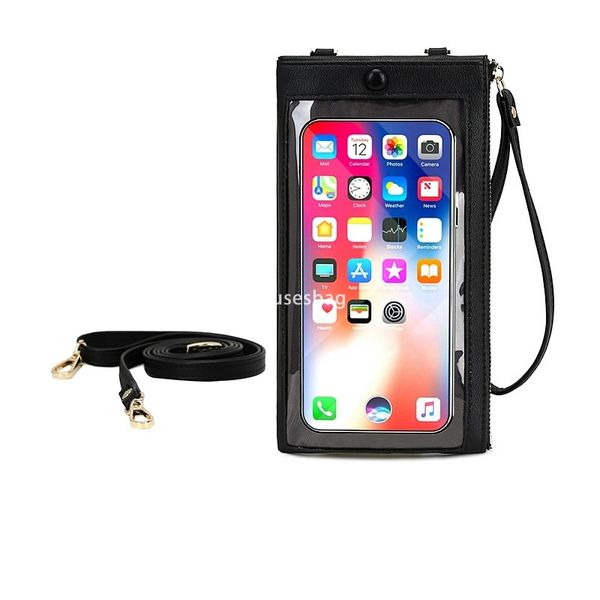 

Fashionable Women Designer Touch Screen Phone Bag Crossbody New Solid Color Simple Phone Bag Wallet Korean Mini Multi functional One Shoulder Small Bag, Black