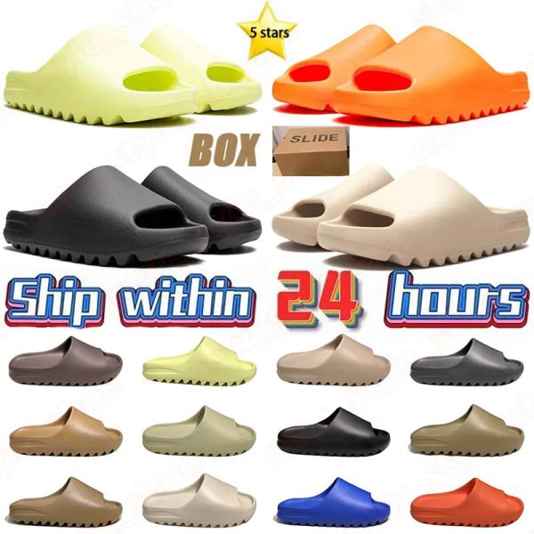 

2024 with box designer slide foam runners slippers mens women famous sandals slides onyx vermilion mx moon gray bone luxurys rubbers loafers shoes big size, Forest green