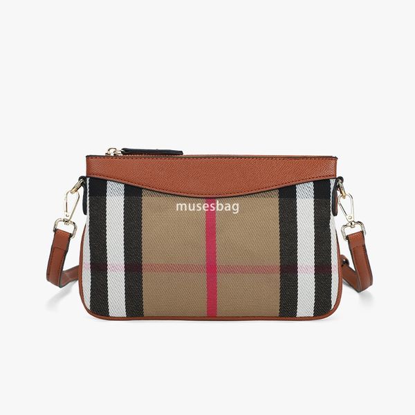 

High quality women designer contrasting color fashionable small square bag canvas grab bag multifunctional single shoulder crossbody bag grid letter sealing bag, Black