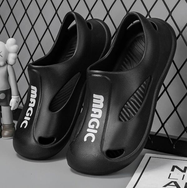 

Personality men's shoes home wear personalized hollow slippers daily Joker solid color mens sandals non slip wear resistant super Baotou slippers Outlet factory, Khaki