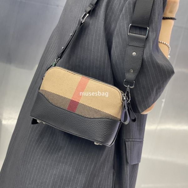 

Internet famous genuine leather small square bag women trendy new European and American fashion casual cowhide crossbody bag high-end plaid women bag, Brown