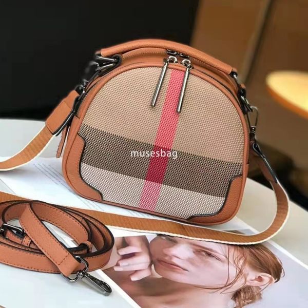 

High end internet celebrity genuine leather small bag trendy new western-style broadband grid bag apple bag cowhide crossbody bag for women, Brown