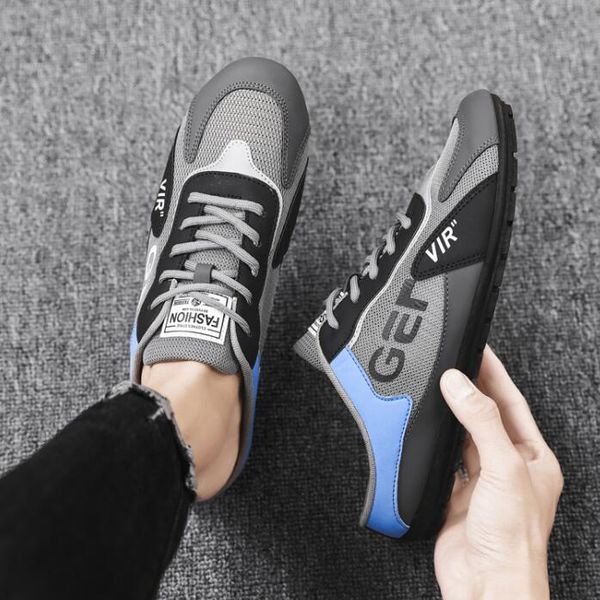 

Simplicity mens shoes this year's popular color matching casual slippers soft hollow light fashion Baotou slippers Joker simple letters men bean shoes, Black