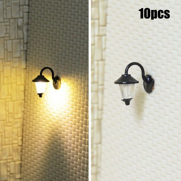 10pcs Wall Lamps LED Street Lamps 1:87 HO Scale Lamps For H0 Houses Building Miniatures Complete Lamp Garden Decor Layout Model