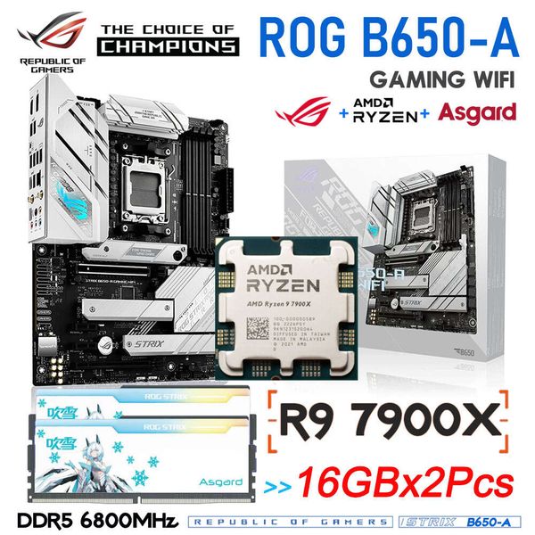 Socket AM5 Motherboard Suit AMD Ryzen 9 7900X Processor With ASUS ROG STRIX B650-A GAMING Wifi DDR5 Mainboard Asgard 6800MHz RGB