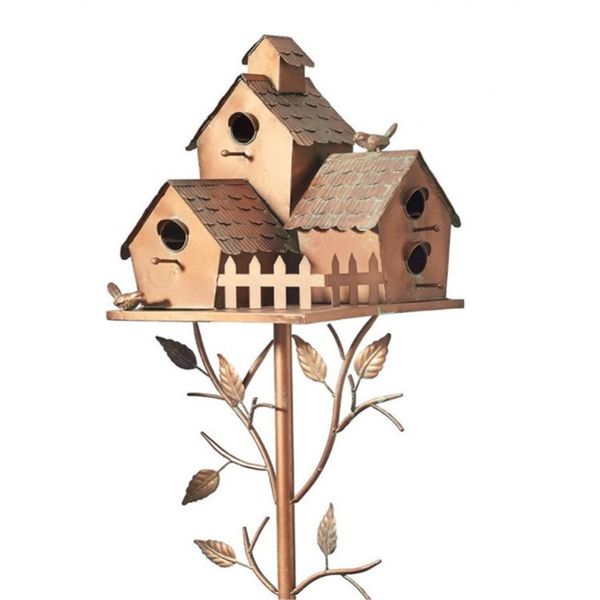 1/2PCS Bird House With Pole Metal Feeders Garden Stakes Art Houses For Courtyard Backyard Patio Outdoor