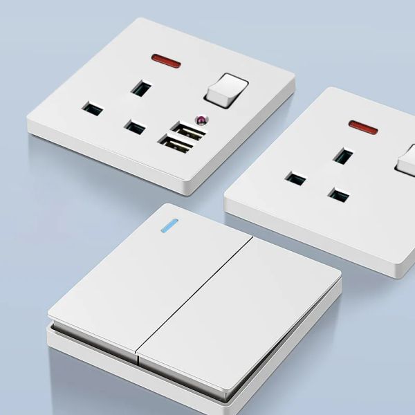 

13A Danni White UK Wall USB socket, Dual USB 2.1A Mobile Phone Charging Wall Electrical Sockets ,High power usb outlet wall