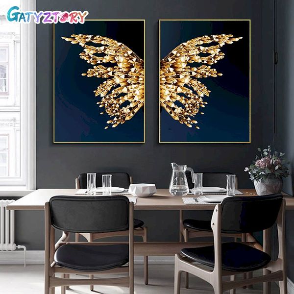 GATYZTORY 60x75cm Frame DIY Painting By Numbers Acrylic Gold Leaf Hand Painted Oil Paint By Numbers Home Decor Art