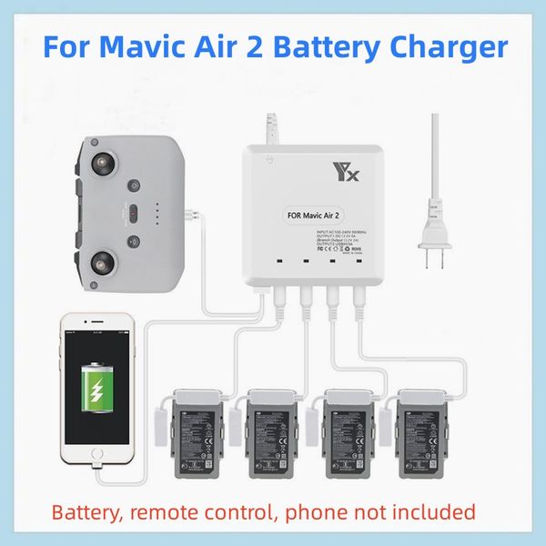 

6in1 New Charging Hub For Mavic Air 2 Battery Charger Hub for Mavic Air 2 Drone Controller/Battery/Smart Phone Charger Controller//Smart