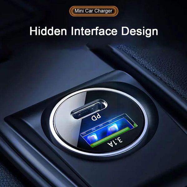 

Charger QC3.0 Car Fast Charging White Black Mini Shape C Mobile 20W Charge Lighter USB Phone Car Type Slot PD X4T9 harge