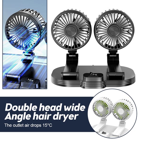 

Head Dual Car Fan 5V Air Circulator Fan With 360 Degree Adjustable USB Multipurpose Fan Low Noise Auto Vehicle Fan For Car/home /home
