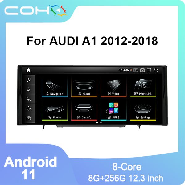 

12.3 Qualcomm 8+256G Android 11 Car Multimedia For Audi A1 2012-2018 Auto Radio GPS Stereo Video CarPlay Screen Head Unit 4G Play