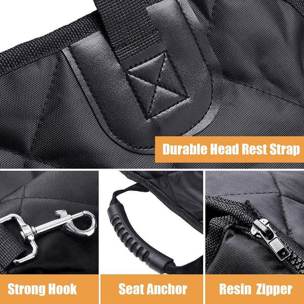 

Car Strong Dog Seat Front Back Seat Protector Small Dog Cat Pet Carriers Mat Waterproof Pet Transporter Non-slip Car Seat Cover riers, Black