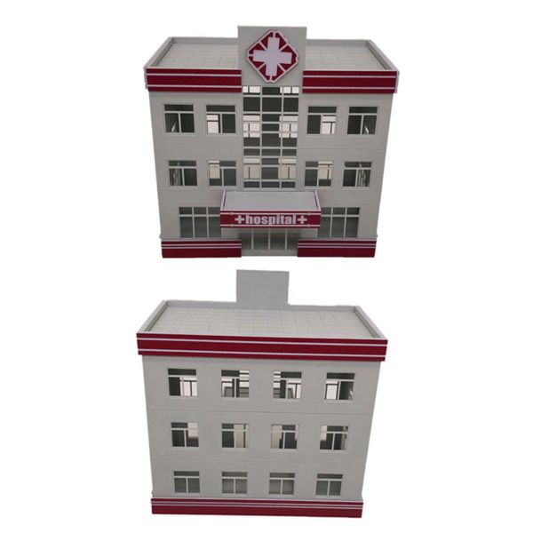 

Models Outland Railroad Scenery Modern Medical Centre Hospital Building HO Scale DIY model set Xmas gifts for children hobby toy