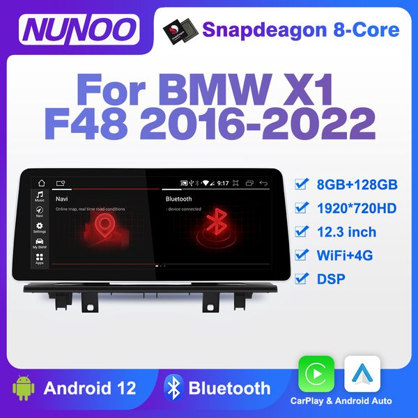 

8 Nunoo core Android 12 Car Radio For BMW X1 F48 2016-2022 NBT EVO CarPlay 12.3 Multimedia Player Stereo DSP GPS 4G SIM WiFi F4 Play .3