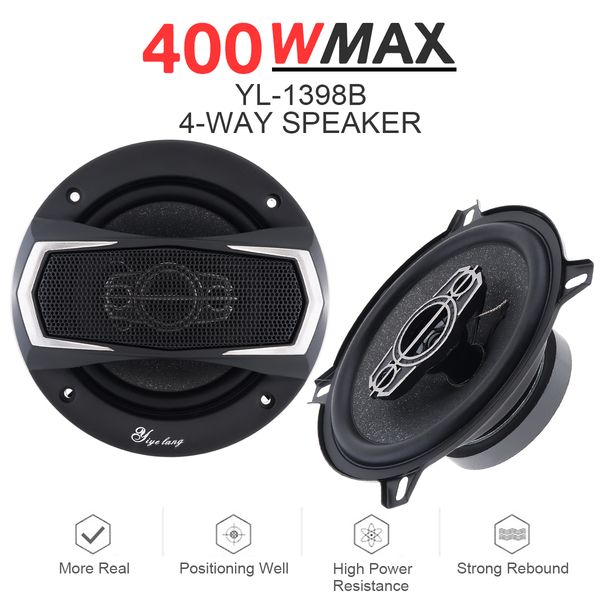 

5 2pcs inch 4 Way Car Coaxial Speaker 400W 13CM Music Stereo Car Door Speakers Bass Suoofer Hifi Loudspeaker For Car Audio 00W s