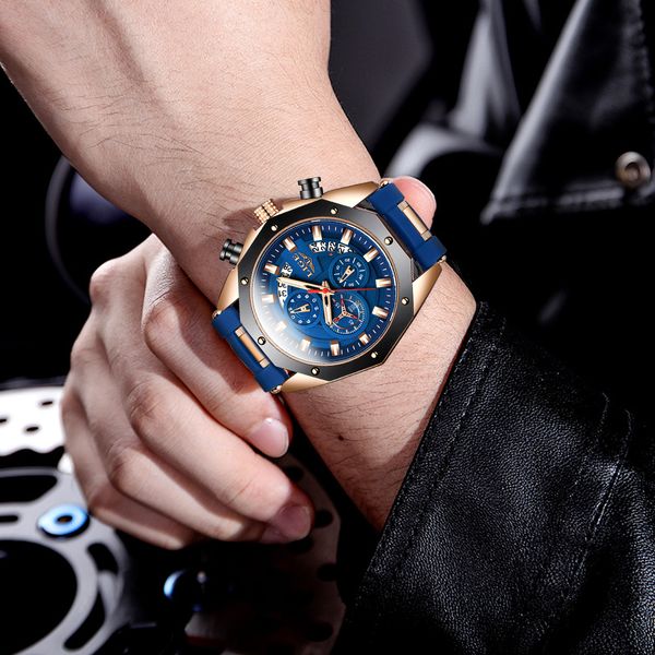 

LIGE Mens Watches Brand Luxury Silicone Strap Waterproof Sport Quartz Watch Men Chronograph Military Clock Multi-function chronograph Teenager watch, Silver