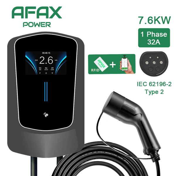 

EV AFAX Charger Type2 Cable 32A EVSE Wallbox Electric Vehicle Car Charger Wallmount APP Control 7KW 11KW 22KW Charging Station SE