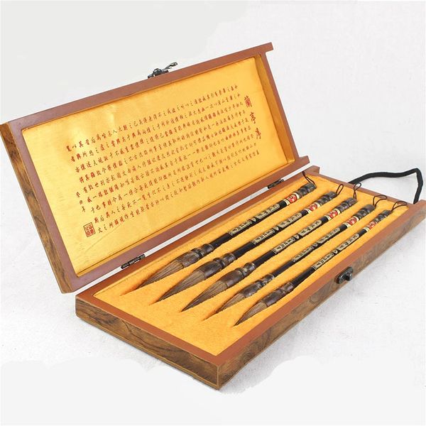 

Calligraphy Brush Pen with Gift Box Traditional Chinese Painting Calligraphy Brushes Set Weasel Hair Regular Script Brush
