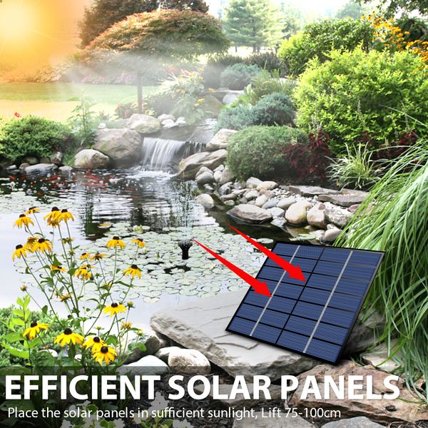 New Solar Fountain with 8 Nozzles Portable Solar Power Water Pump Panel Kit Multipurpose Solar Pond Pump Outdoor Solar Water
