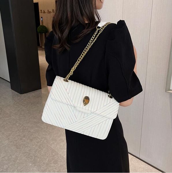 

Wholesale factory ladies shoulder bags 7 colors sweet candy color sewing women handbags classic embroidered striped chain bag padded leather coin purse 613#, Clear