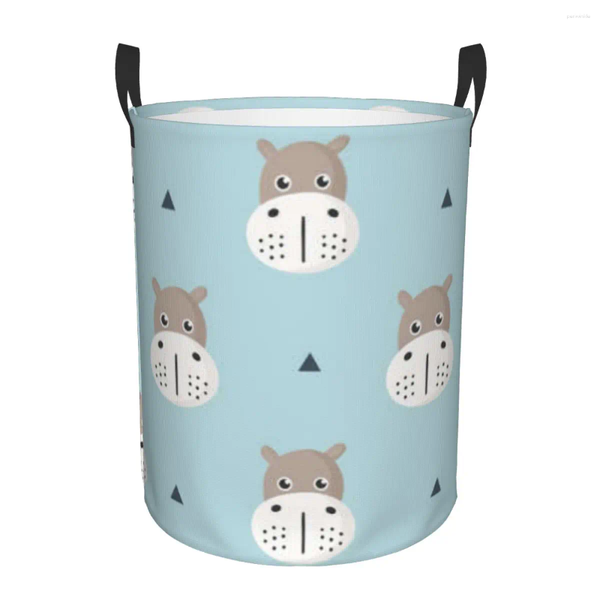 

Laundry Bags Foldable Basket For Dirty Clothes Cartoon Baby Hippo Storage Hamper Kids Home Organizer