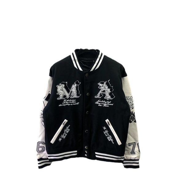 

American Black Oversized Designer Letter Patchwork Embroidery Coat Bomber Windbreaker Varsity Baseball Jacket For Men Women