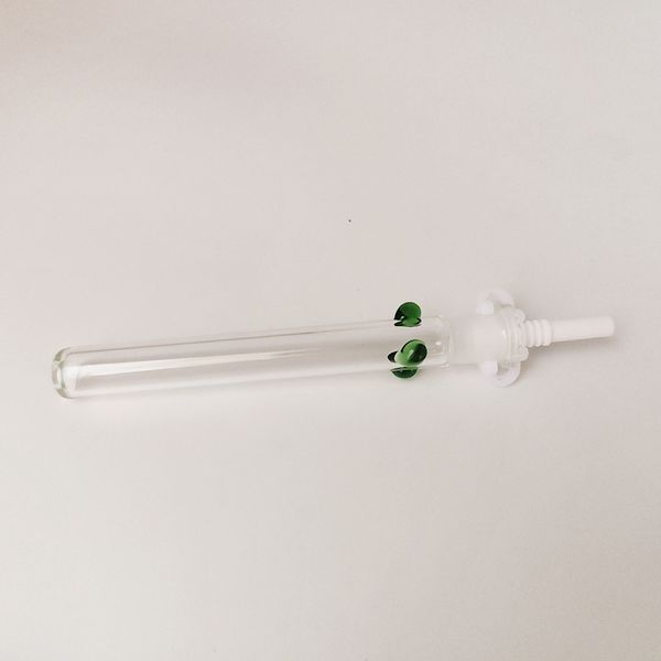 

Clear Glass Nector Dab Straw Kit with Ceramic Tip - Includes Plastic Clip & Three-Colored Dot Design (4.8 Inches)
