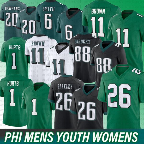 1 Jalen Hurts jersey 88 Goedert 6 DeVonta smith Kelly Green Eagles Football Jersey A.J. Brown Saquon Barkley Reggie white DeVonta smith Brian Dawkins Mike Golic jerseye