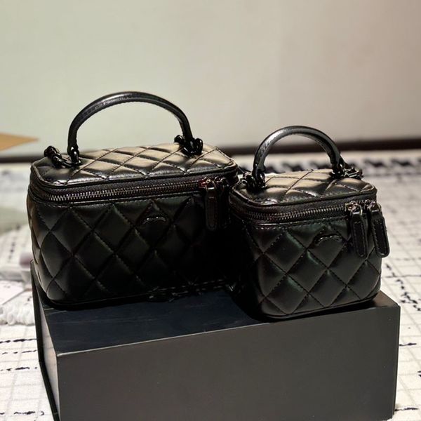 

Designer bag Makeup Bag Acrylic chain bag quality leather Crossbody Bag saddle bag luxurys Handbagsl Zipper cosmetic bag Fortune Bag Messenger Bag 18m, Small black