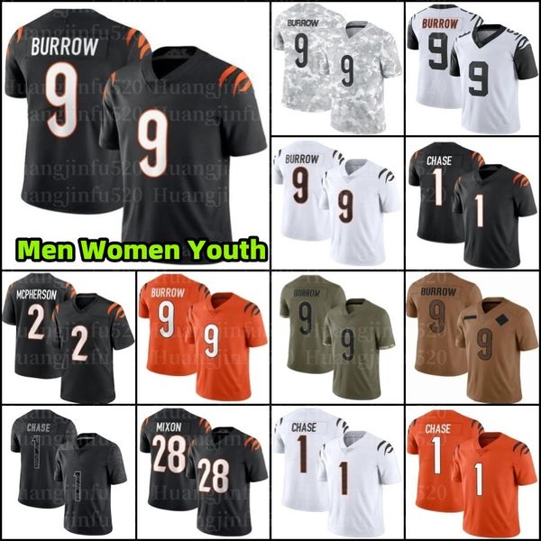 Joe Burrow Football Jersey Ja'Marr Chase Tee Higgins Evan McPherson Joe Mixon Sam Hubbard Logan Wilson Trey Hendrickson Myles Murphy Jake Browning