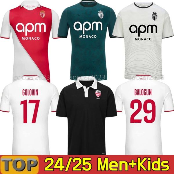 

24 25 Monaco Ben Yedder Soccer Jerseys as Boadu Embolo Fofana Minamino Golovin Kids Kit Foot Training 2024 2025 Football Shirt Home men kids Centennial Survetement, 24 25 home aldult
