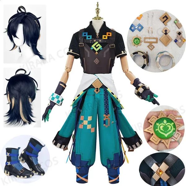 Natlan Kinich Role Playing Costume Wig Game Impact Shoes Boots Mens Party 240930