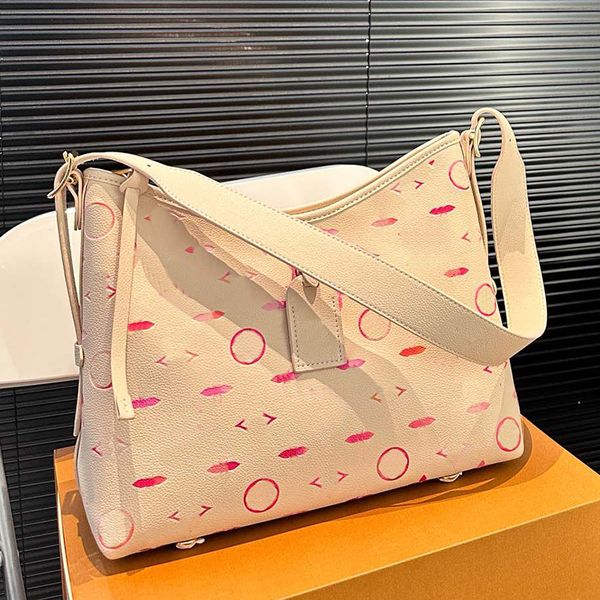 

Carryall PM Sunrise Colorway Gradient Watercolor Shopping Women VL wers Pattern Emed Supple Leather Shoulder Bag Lady Underarm Hobo Tote With Pouch, Beige
