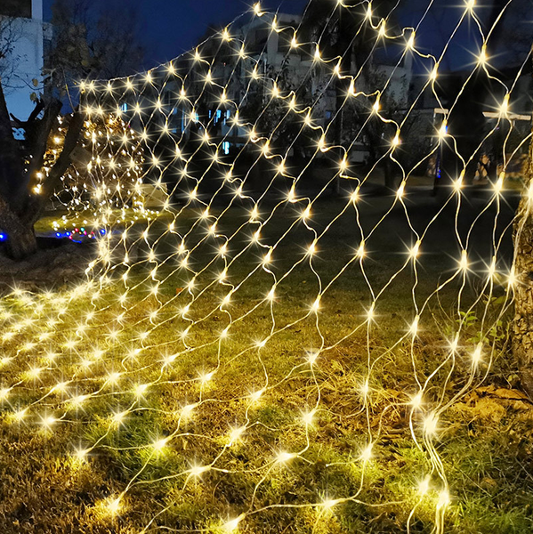 

LED solar fishing net light courtyard lawn light curtain decoration atmosphere light string Tail plug payment 3m*2m
