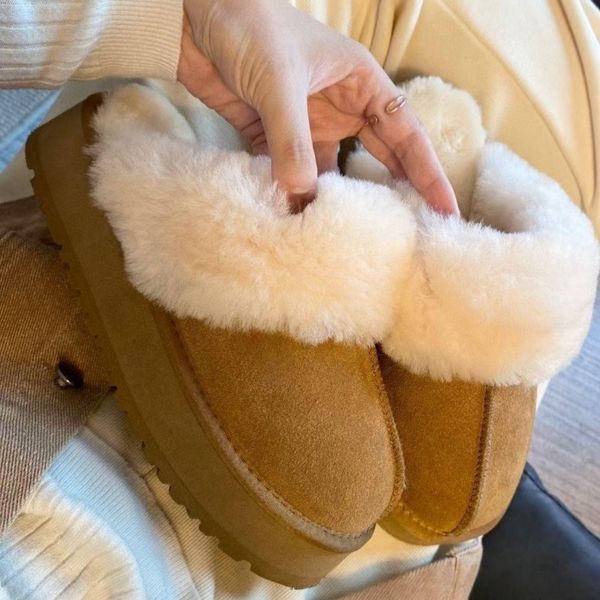 

Designer new kilamatsu coat thick turf women skin integrated shoes, leather, cowhide thickened outdoor non-slip cotton slippers