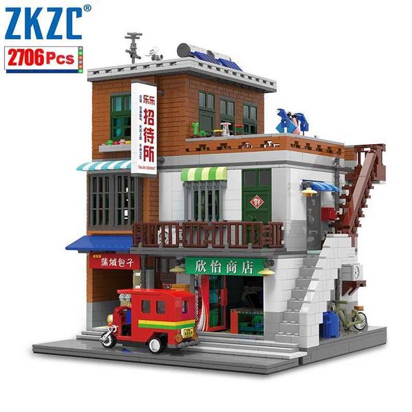 

Bloc Originality MOC City Streetscape Business Villages Building Block House Fruit Vegetable Supermarket Brick Children Toy Gift Q241007