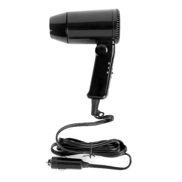 

Portable 12V Car-styg Hair Dryer Hot Cold Folding Blower Window Defroster Adjustable wind speed Low noise Universal HairDryerXJ241007, Black