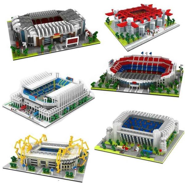 

2024 Football Old Trafford Camp Nou Bernabeu San Sir Stadium Real Madrid Club Dia Building Bloc Toy Gift Q241007
