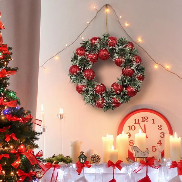 

32cm Christmas Ball Decor Pine Garlands Vintage Vine Wreath For Doors Year Decorations Wreaths 240930