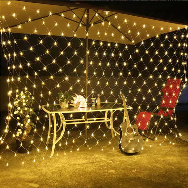 

LED solar fishing net light courtyard lawn light curtain decoration atmosphere light string Tail plug payment 6m*4m