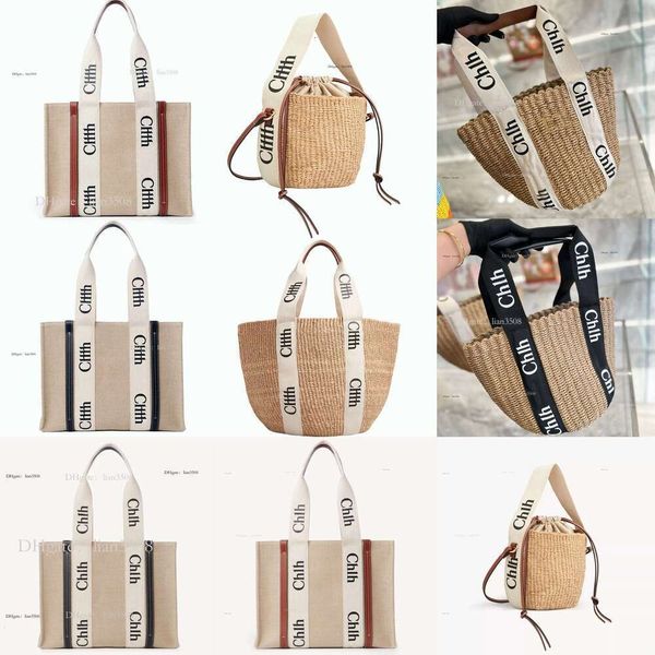 

Designer Ladies Fashion Handbag Classic en Canvas Straw Shoulder Medium Tote Large Capacity Shopping High Quality Beach Bag, #7 37cm