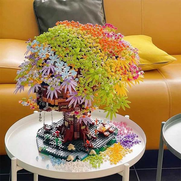 

21318 Four Seasons Building Blocks Cherry Blossom Tree House MOC Girls Series Technology Combination Decoration Adult Bi Q241007, Multicolor